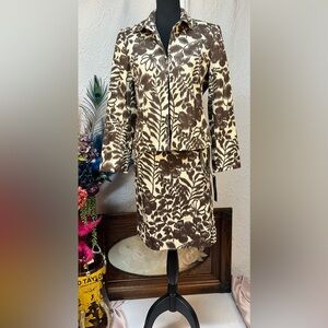 Jones Wear- Floral Brown & Cream Skirt Set w/Belt (12P)‼️NWT‼️ 💯COTTON!